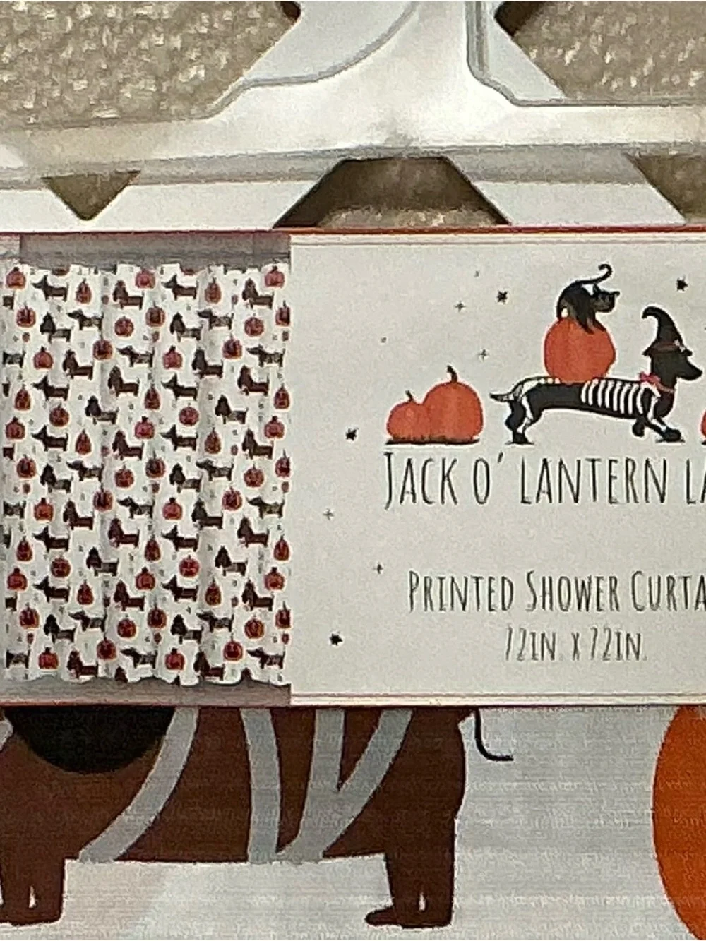 Halloween Dachshunds & Pumpkins Printed Shower Curtain